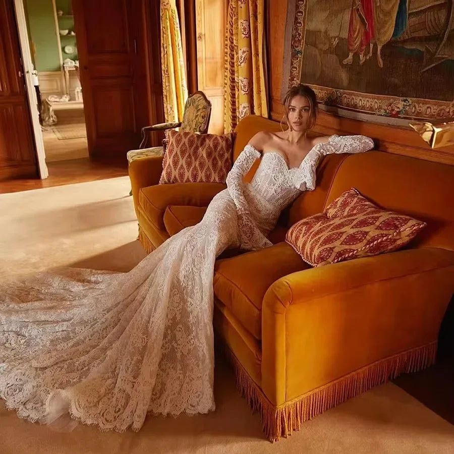 Off shoulder lace bridal - back
