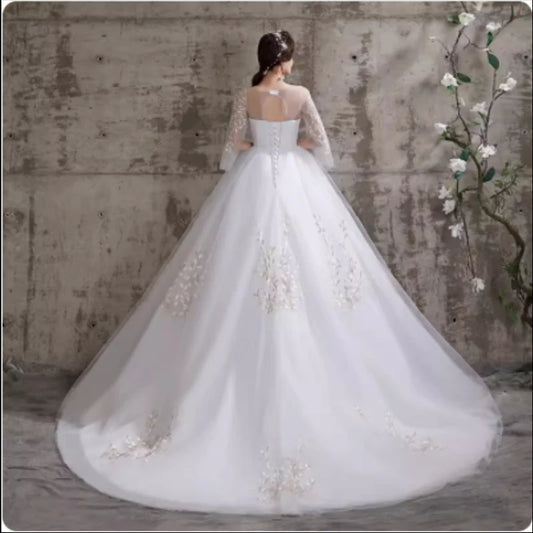 Applqiues Vestido De Noiva Amazing V-Neck Vestidos De Novia Elegant Lace Up Wedding Dresses Customized