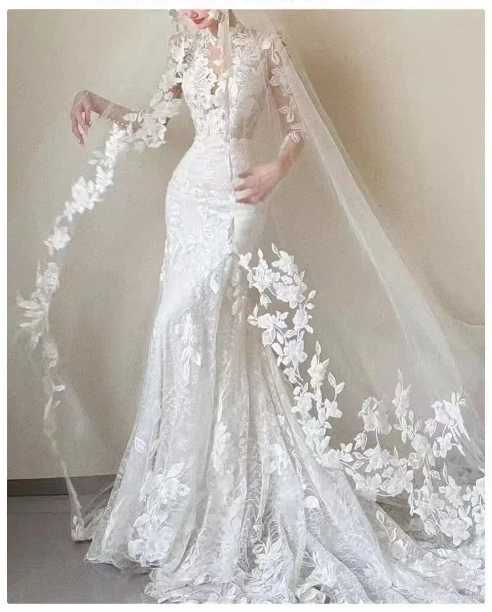 V-neck wedding gown - side