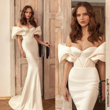 Elegant Mermaid Princess Ladies Luxury Custom Wedding dress Sexy Sweetheart backless wrap hip length beach bridal party dress