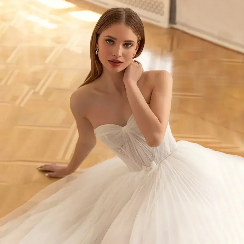 Sweetheart Short Wedding Dresses Sleeveless Mid-Calf Tulle Simple A-Line Bride Gowns Backless Zipper - Image 3