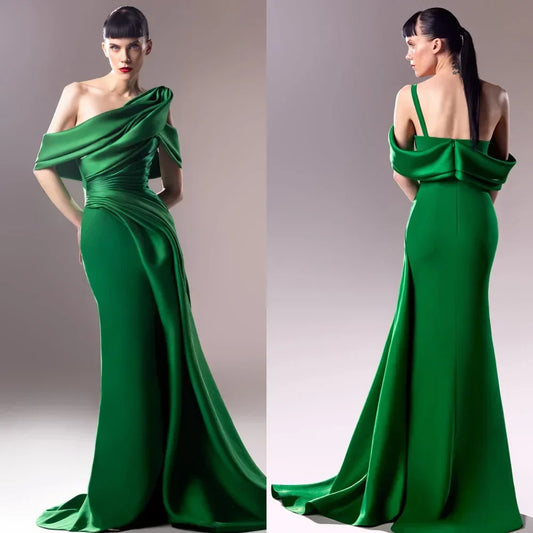 Yipeisha Prom Dress Exquisite Off-the-shoulder Mermaid Floor Length Evening Dresses Draped Shirred Satin Customized