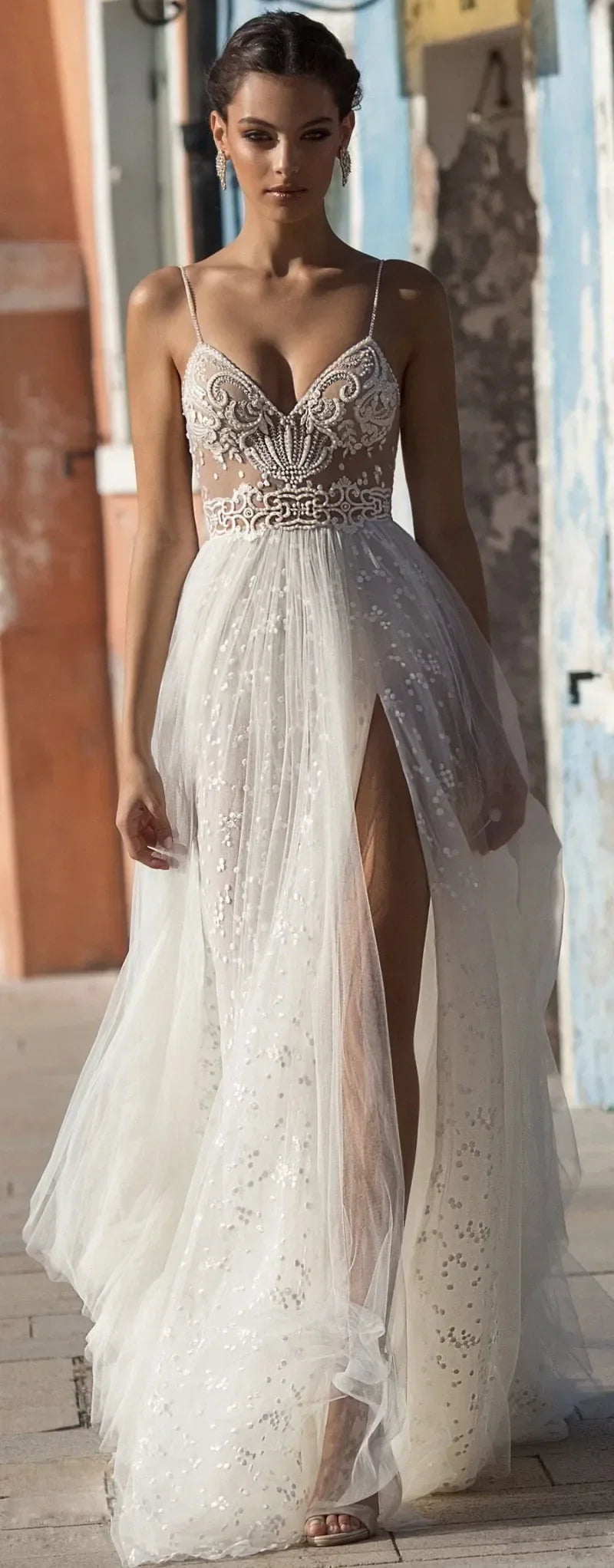 Custom Made Vintage Mermaid Wedding Dresses With Detachable Train Sleeveless Lace Applique Beach Vestidos De Novia Summer Boho