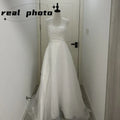 Fashion Sexy Strapless Wedding Dress Elegant A-line Sleeveless Vestido De Noiva Classic Lace Up Small Train Robe De Mariee