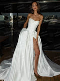 Luxury Wedding Dresses Woman A Line Sexy Shiny Side Split Bride Gowns Sleeveless Sequined Formal Customized Vestidos De Novia