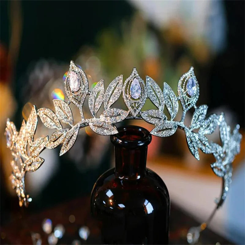 Bride Crown Zircon Rhinestone Bridesmaid Tiaras Headband Wedding Headdress Hair Jewelry Accessories HQ0068