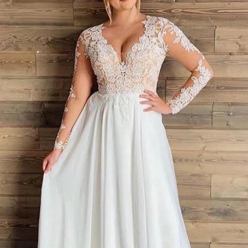 Custom Sexy Elegant V-Neck Lace Embellished Top Silk Lower Backless Design Princess Wedding Dress for Women