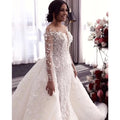 Lace backless mermaid long sleeves boho sexy wedding dress side view