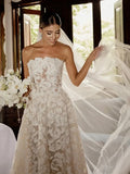 Appliques A-line bridal - back