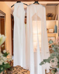 Vintage mermaid backless 2 pieces O-neck chiffon jacket bride wedding dress back view