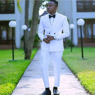 Men's white groom tuxedo wedding suits party prom groomsmen blazer jacket pants