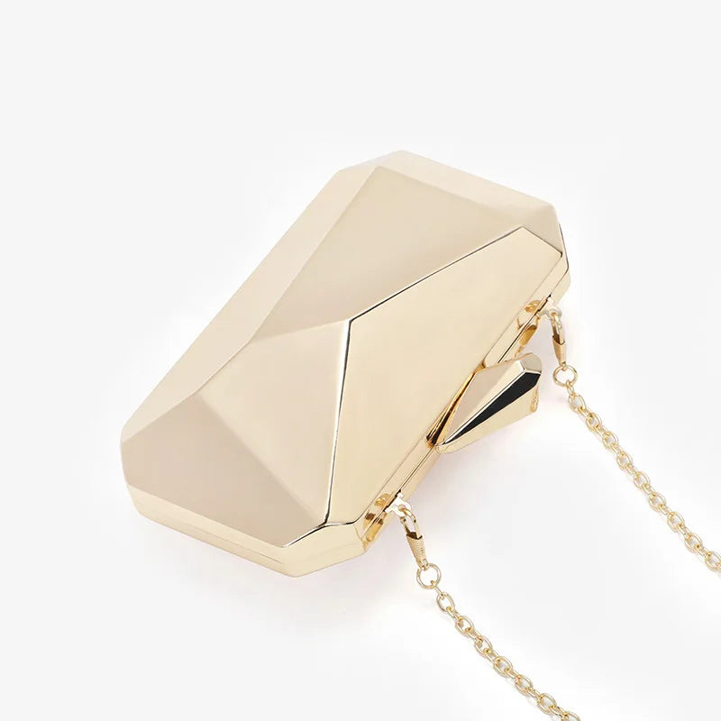 Gold Acrylic Box Geometric bags Clutch Evening Bag Elegent Chain Shoulder Bag for Women Handbag For Wedding/Dating/Party