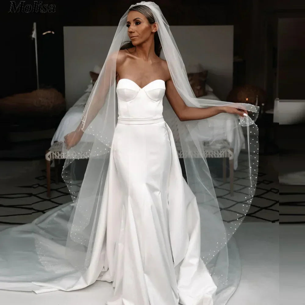 Strapless sweetheart satin sleeveless floor length country bridal gown size chart