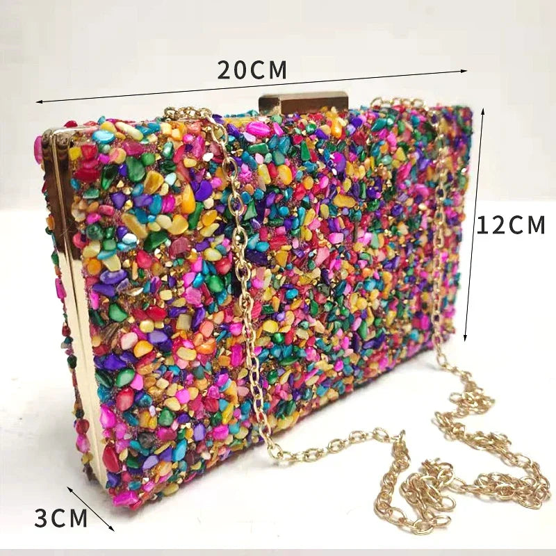 New Women Diamond Clutch Bags Luxury Colorful Wedding Shoulder Bags Mini Wallets With Chain Drop Shipping