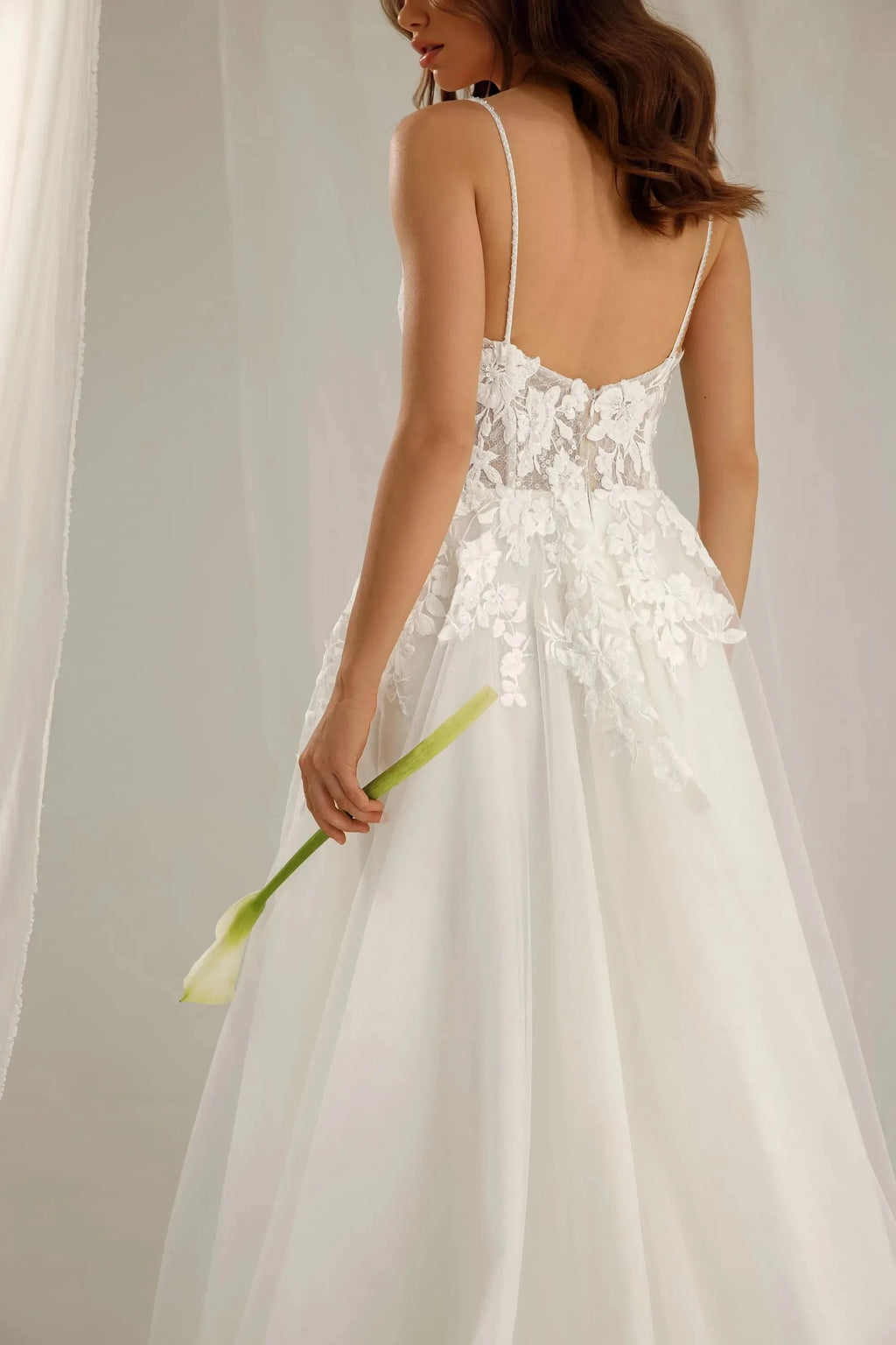 Boho Wedding Dresses For Women V Neck Lace Tulle A-Line Brides Gown Romantic Backless Formal Bridal Dresses Customized