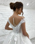 Boho off-shoulder 3D lace sleeveless wedding dress – back view – Snowy Bridal