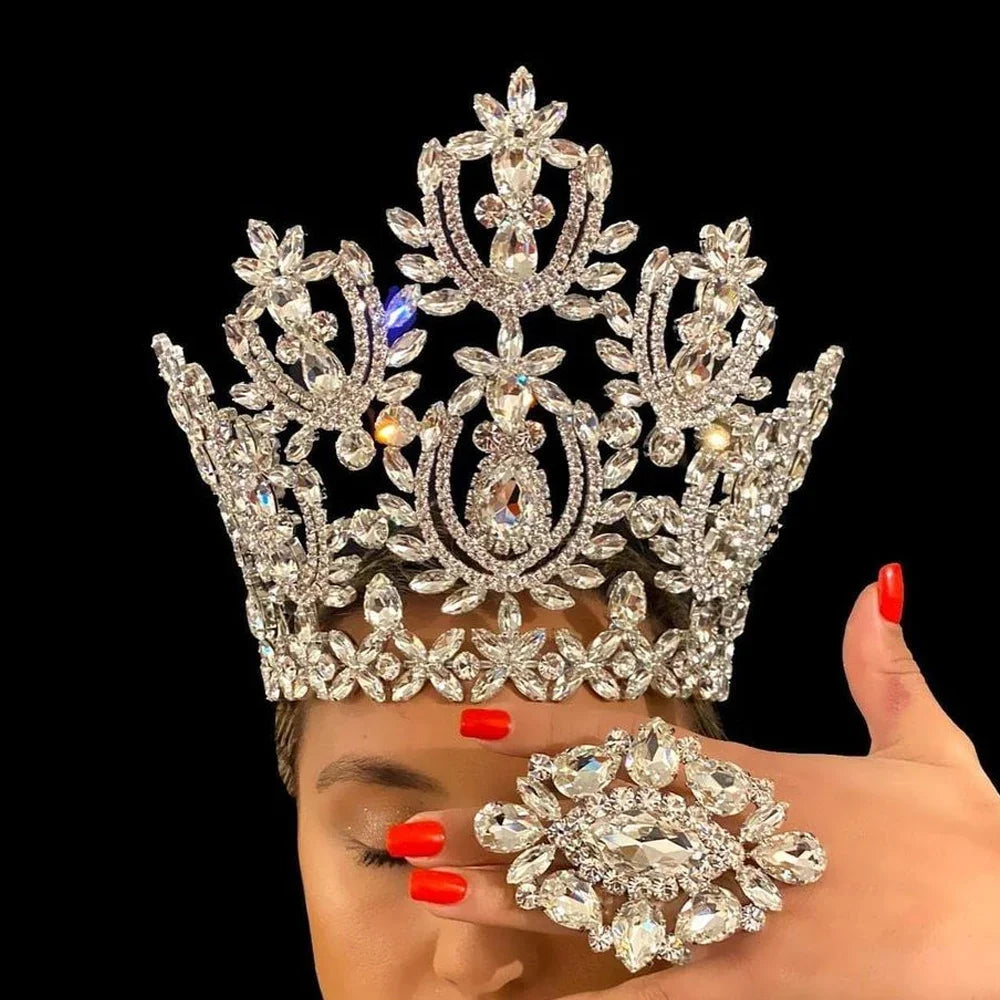Hollow Large Rhinestone Crown Tiara Fashion Hair Accessories Gift Luxury Headband Big Crystal Bridal Crown Women Jewelry