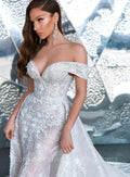 Sweetheart lace applique floor length mermaid bridal gown side view