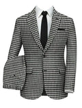 2 piece slim fit plaid houndstooth single breasted men suit wedding business black white