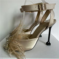 Size chart reference for jeweled feather goblet heel satin high heel sandals