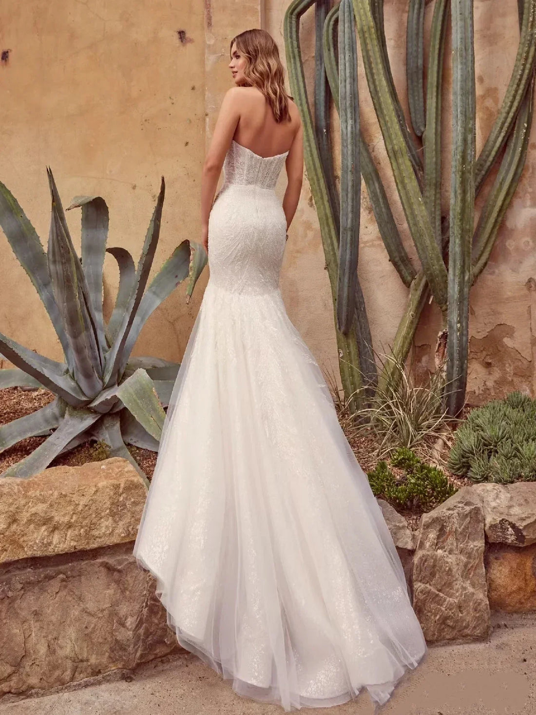 Gorgeous Wedding Dresses Lace Mermaid Sexy Bridal Robes Short Puff Sleeves Gowns For Formal Party Elegant Vestidos De Novia