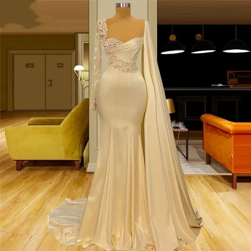 Elegant Mermaid Wedding dress Sexy Sweetheart Long sleeve sequin applique lace floor length plus size formal bridal party dress