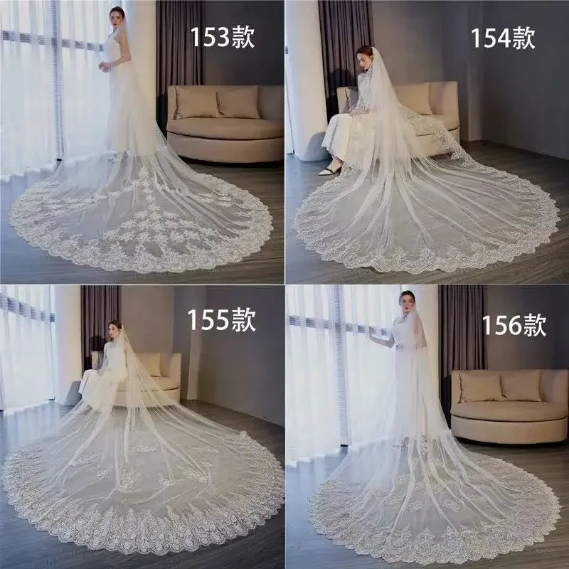 Designer handcrafted wedding veil custom bridal veil tulle ivory cathedral length detail