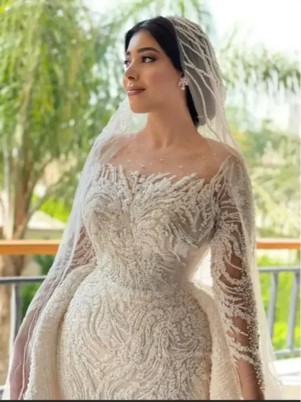 customzied Long Sleeve Mermaid Wedding Dresses Beaded Bride Dresses For Women Robes De Mariage Luxury Vestidos De Novia