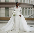 Long sleeve beaded bridal gown - side