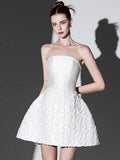 Strapless high waist mini crop top O-neck long sleeve flower women dress suit back view