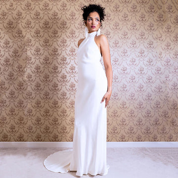 Modern Mermaid Wedding Dresses Women 2026 White High Collar Sleeveless Backless Bridal Dresses Vestidos De Novia Customized
