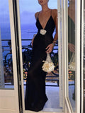 Deep V-neck sheer sleeveless backless flower maxi long elegant sexy evening club dress women ivory