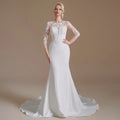 Size chart for O-neck lace mermaid autumn long sleeve button back wedding dress