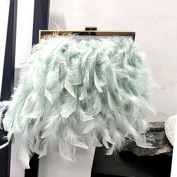 Luxy Moon Feather Handbag Women's Evening Clutch Bag White Pearl Chain Shoulder Bag Luxury Women Bags Design Party Purse ZD1647