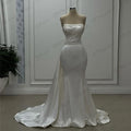Sexy sleeveless gorgeous mermaid princess formal beach party wedding dress bridal gown side view