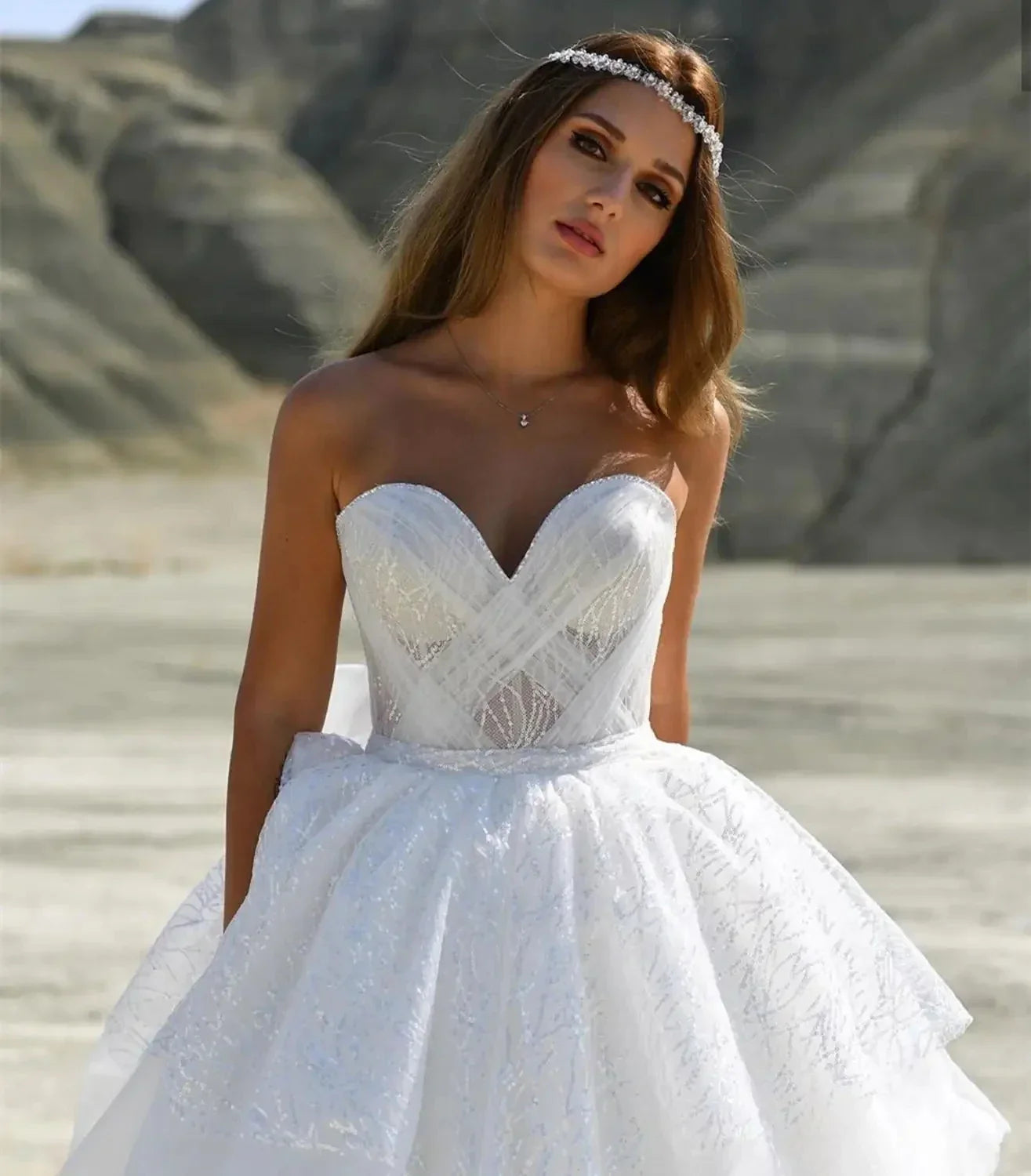 Gorgeous Wedding Dresses A-Line Sweetheart Bridal Robes Bow Tiered Ball Gowns For Formal Party Tulle Vestidos De Novia