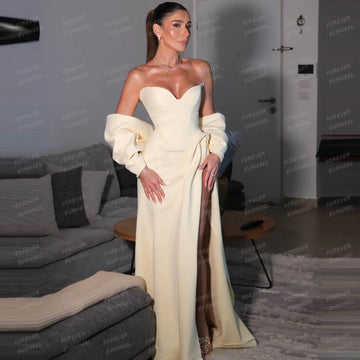 Elegant Wedding Dresses Woman's Mermaid Bride Gowns Off Shoulder Satin Sexy High Split Customized Vestidos De Novia Mariée