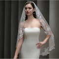White Bridal Veil Leaf Lace Wedding Veils For - close-up