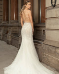 Mermaid strapless detachable sleeve wedding dress – back view – Snowy Bridal