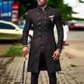 Double breasted slim fit classic African groom wedding tuxedo men suit 2 piece side view