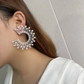 High Quality Zircon Bridal Earrings Big Pearl Zirconia - close-up