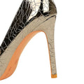 Plus size serpentine metallic 10.5cm gold silver high heels women bridal wedding event party pumps detail