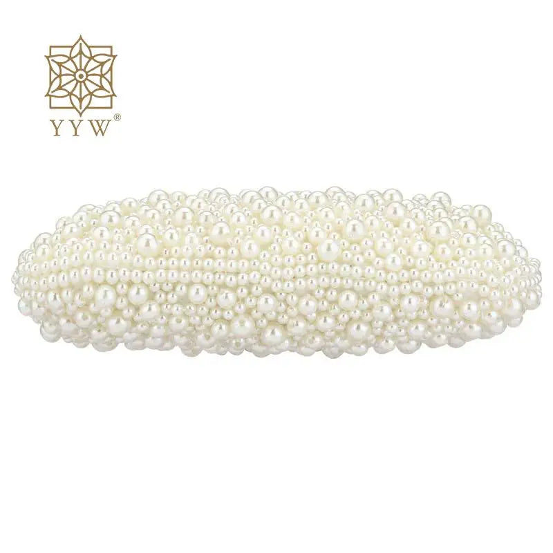 Elegant Pearl Clutch Evening Handbags for Women Diamond Cutch Purse White Pearl Messenger Bags Chain Shoulder Wedding Party Bags