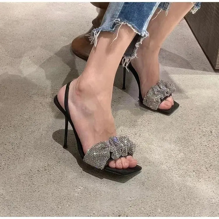 Open toe party pumps thin high heels elegant nightclub dress sandals women