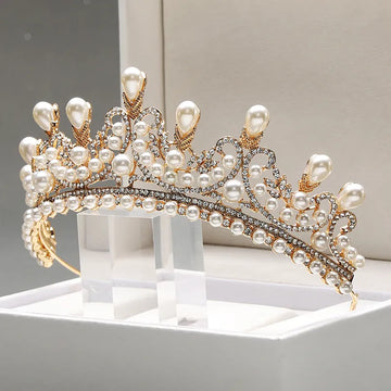 Itacazzo Bridal Headwear - A Golden Lady Fashion Wedding Princess Imitation Pearl Classic Tiaras Girl Luxurious Birthday Crown