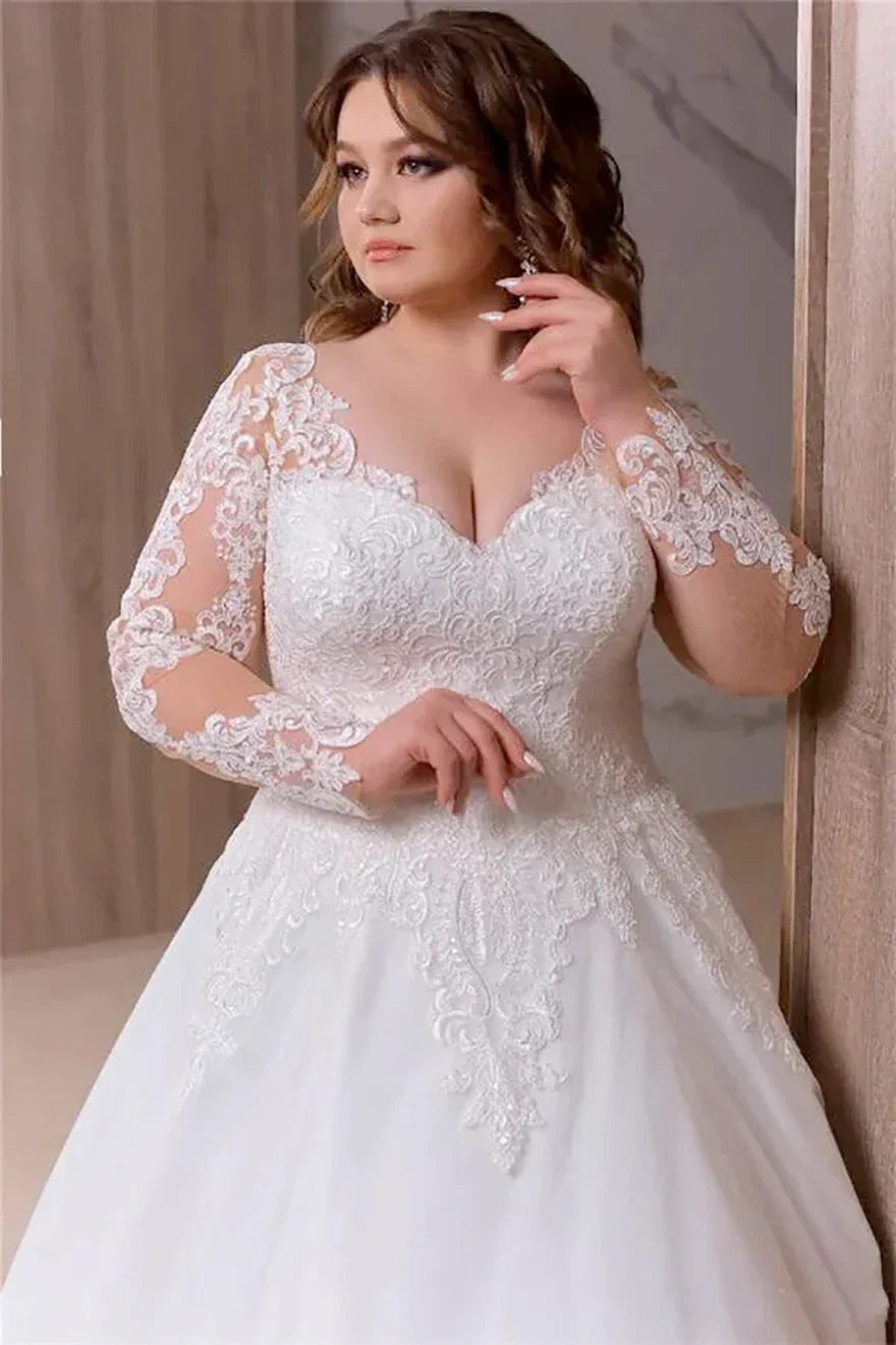 Lace appliqued sweep - side