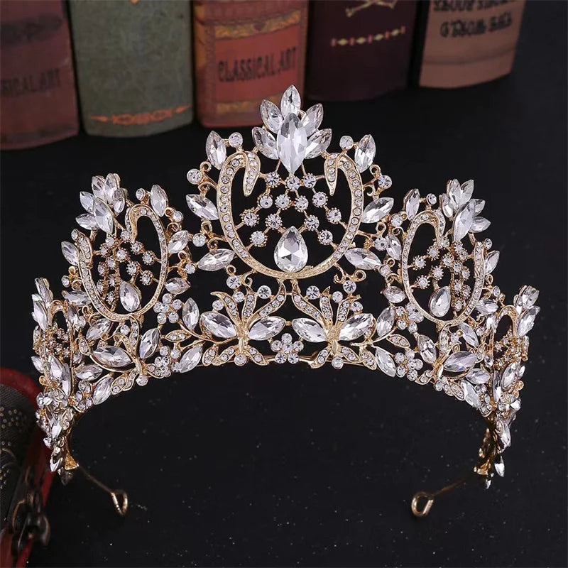 A213 Zircon Wedding Round Crown Luxury Diadem Headband Rhinestone Headpiece Bridal Headwear King Tiaras Princess Hair Jewerly