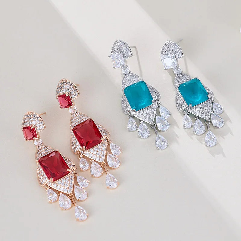 Vintage AAA Zircon Bridal Earrings CZ Cubic Zirconia - side view