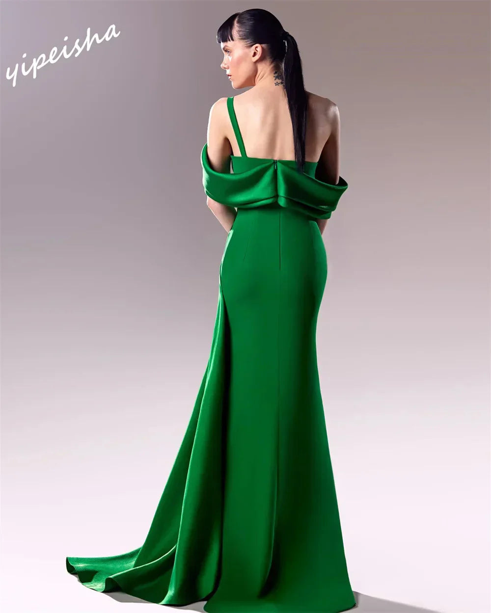 Yipeisha Prom Dress Exquisite Off-the-shoulder Mermaid Floor Length Evening Dresses Draped Shirred Satin Customized