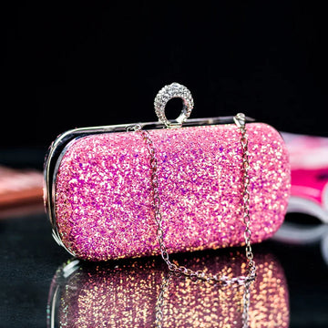Evening Clutch Purse Women Pink Bling Sequins Handbags New Fashion Designer Luxury Phone Bag Crossbody Small Designer Bag